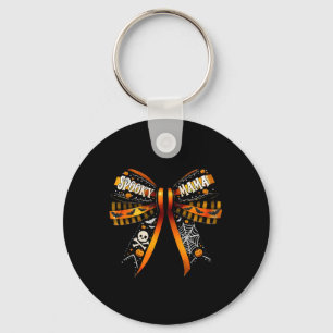 Spooky Mama Coquette Bow Pumpkin Cute Halloween Wo Keychain