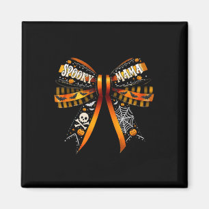 Spooky Mama Coquette Bow Pumpkin Cute Halloween Wo Magnet