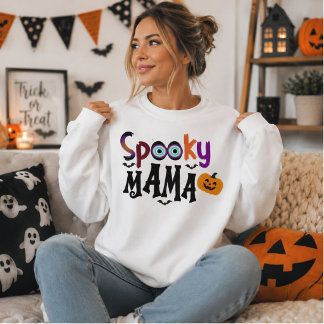 Spooky Mama Eyeball Pumpkin Halloween Typography Sweatshirt