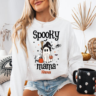 Spooky Mama Halloween Cute Ghost & Cat Sweatshirt