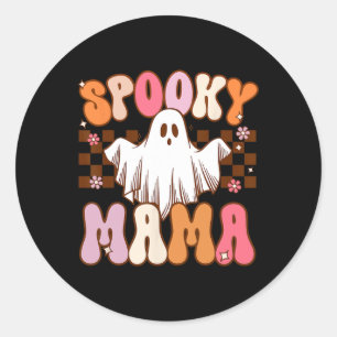 Spooky Mama Halloween Mom Ghost Costume Retro Groo Classic Round Sticker