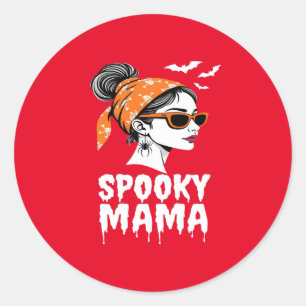 Spooky Mama Halloween Retro Design Classic Round Sticker