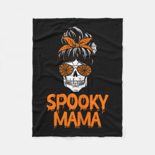Spooky Mama Lazy Halloween Costume Skull Messy Bun Fleece Blanket