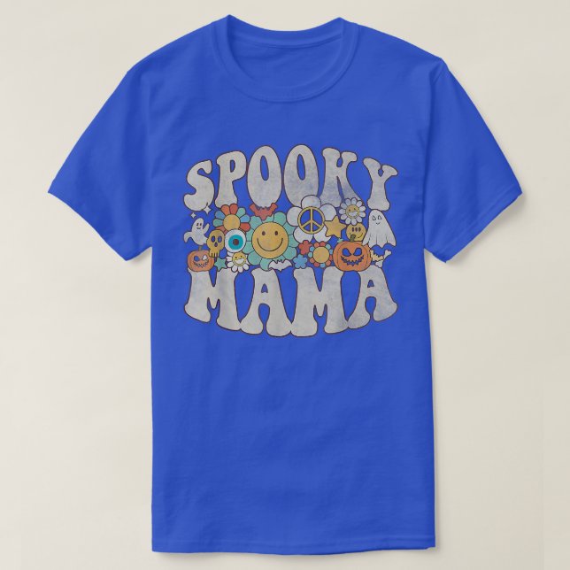 Spooky Mama Matching Retro Halloween Ghost Boo  T-Shirt (Design Front)