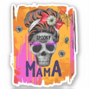 Spooky Mama – Messy Bun Skull