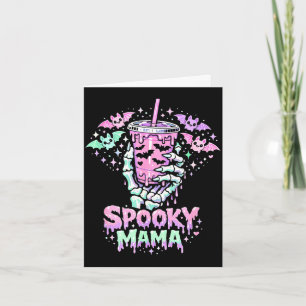 Spooky mama pastel goth skeleton hand coffee mom card