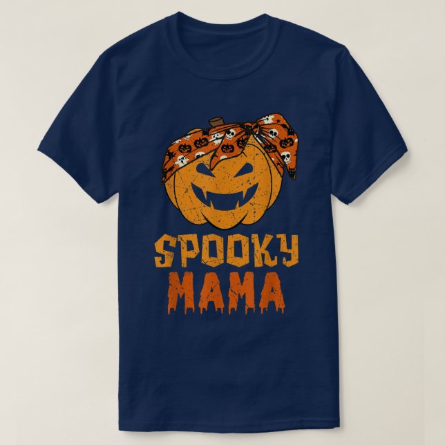 Spooky Mama Pumpkin Halloween Mother's Day  T-Shirt (Design Front)