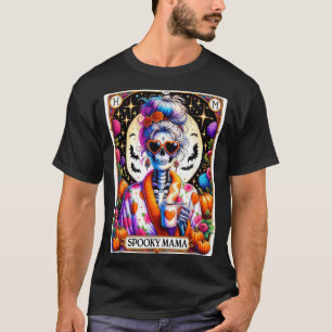 Spooky Mama Tarot Card Halloween Black Cat Mom T-Shirt