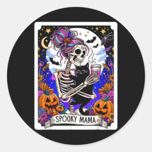 Spooky Mama Tarot Card Halloween Mom Skull Mama Classic Round Sticker