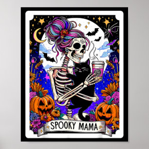 Spooky Mama Tarot Card Halloween Mom Skull Mama Poster