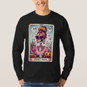 Spooky Mama Tarot Card Skeleton Mom Jack O Lantern T-Shirt