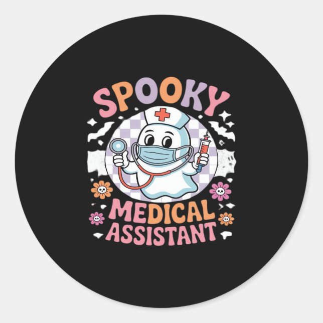 Spooky Medical Assistant Cute Halloween Essential  Classic Round Sticker (Front)