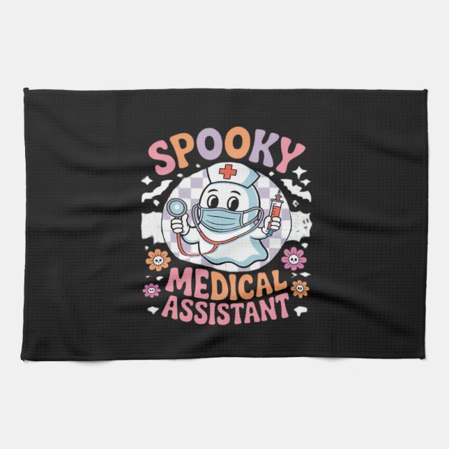 Spooky Medical Assistant Cute Halloween Essential  Kitchen Towel (Horizontal)
