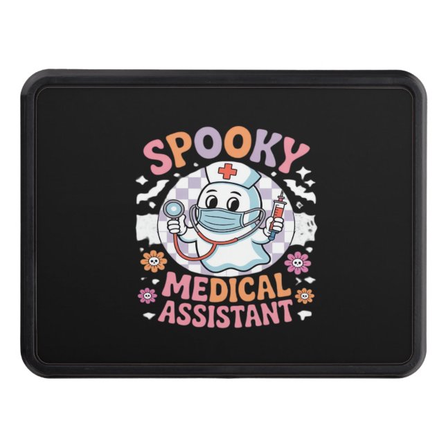 Spooky Medical Assistant Cute Halloween Essential  Trailer Hitch Cover (Front)