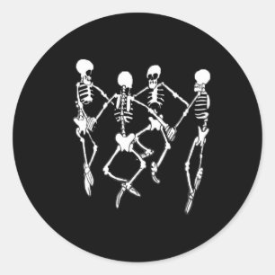 Spooky Meme Dancing Skeletons 1  Classic Round Sticker