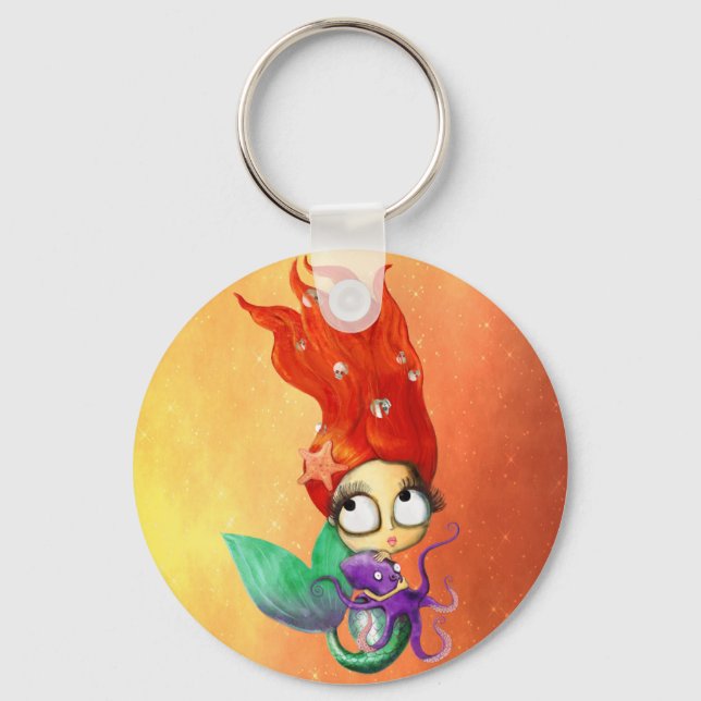 Spooky Mermaid with Octopus Keychain (Front)