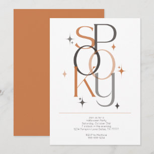 Spooky Minimal Retro Modern Aesthetic Halloween Invitation