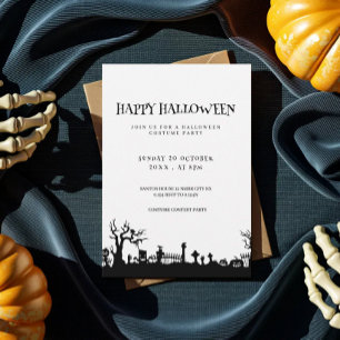 spooky minimalist halloween Costume party Invitation