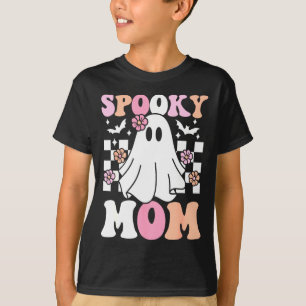Spooky Mom Halloween Ghost Costume Retro Groovy  T-Shirt