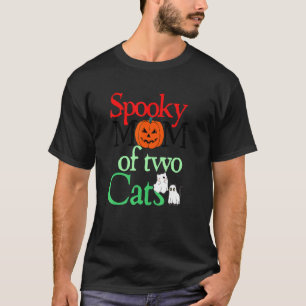Spooky Mom Of Two Cats  Halloween CatMother Graphi T-Shirt