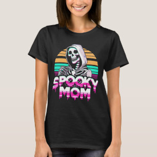 Spooky Mom: Vaporwave Skeleton Halloween Mama T-Shirt
