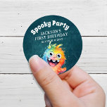 Spooky Monsters Kids Halloween Birthday Party Classic Round Sticker<br><div class="desc">Spooky Monsters Kids Halloween Birthday Party Classic Round Sticker</div>