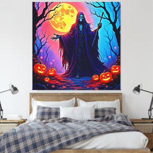 Spooky Moon Death's Call Design Canvas Print