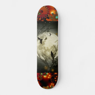 Spooky Moon Night Bird Gear Grunge Rust Destiny Skateboard