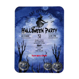 Spooky Moon Witch Pumpkins Graveyard black Magnet