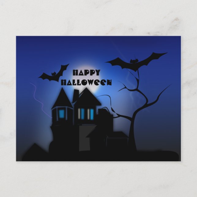 Spooky Moonlit Haunted House Postcard (Front)
