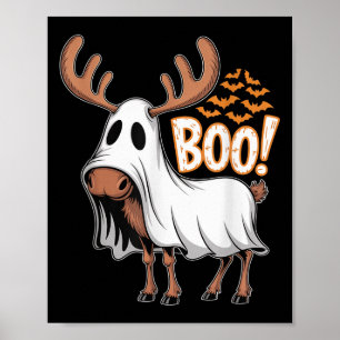 Spooky Moose Ghost Boo Costume Halloween Party  Poster