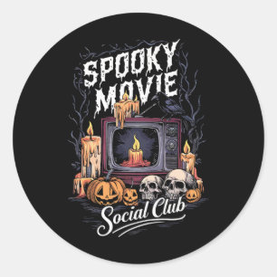Spooky Movie Social Club Vintage Tv Halloween Horr Classic Round Sticker