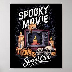 Spooky Movie Social Club Vintage Tv Halloween Horr Poster