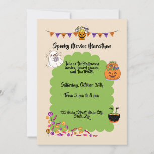 Spooky Movies Cute Halloween Invitation