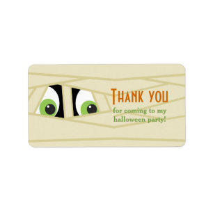 Spooky Mummy Head Halloween Favour Tag Label