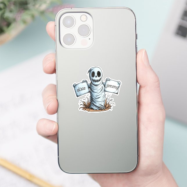 Spooky Mummy Holding Two Banners (Phone)