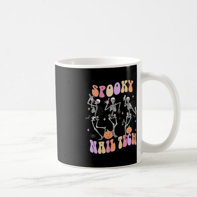 Spooky Nail Tech Funny Skeleton Nail Tech Hallowee Coffee Mug (Right)