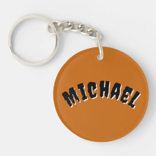 Spooky Name Keychain (Dark Orange & Black)