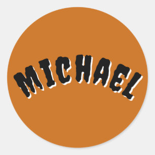 Spooky Name Round Stickers (Dark Orange & Black)
