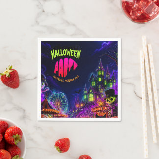 Spooky Neon Halloween Party Napkin