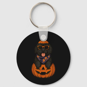 Spooky Newfoundland Dog Pumpkin Halloween Newfie Keychain