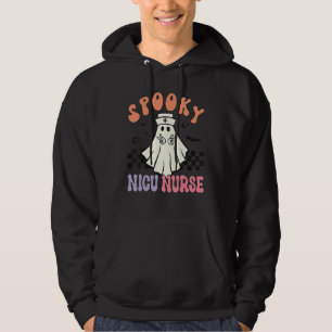 Spooky NICU Nurse Halloween Ghost Retro RN Neonata Hoodie