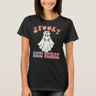 Spooky NICU Nurse Halloween Ghost Retro RN Neonata T-Shirt