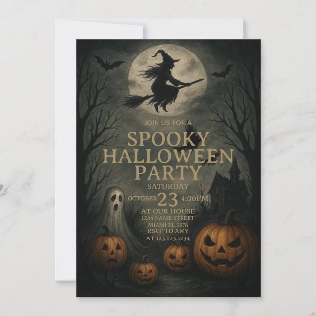 Spooky Night Halloween Costume Party Invitation (Front)