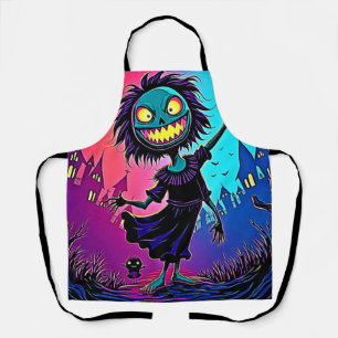 Spooky Night Halloween Creature Design Apron