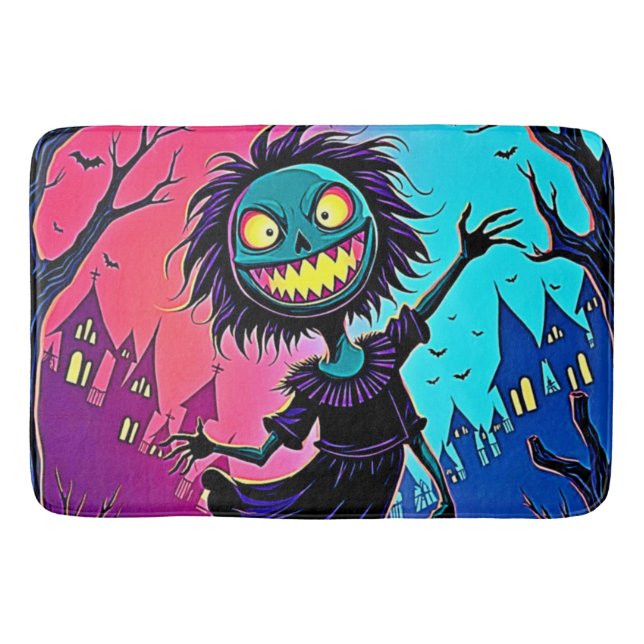 Spooky Night Halloween Creature Design Bath Mat (Front)