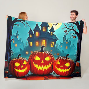 Spooky Night Haunted House Thrills Fleece Blanket