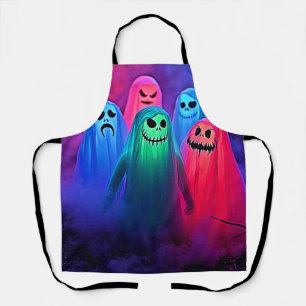 Spooky Night of Colorful Ghosts Design Apron