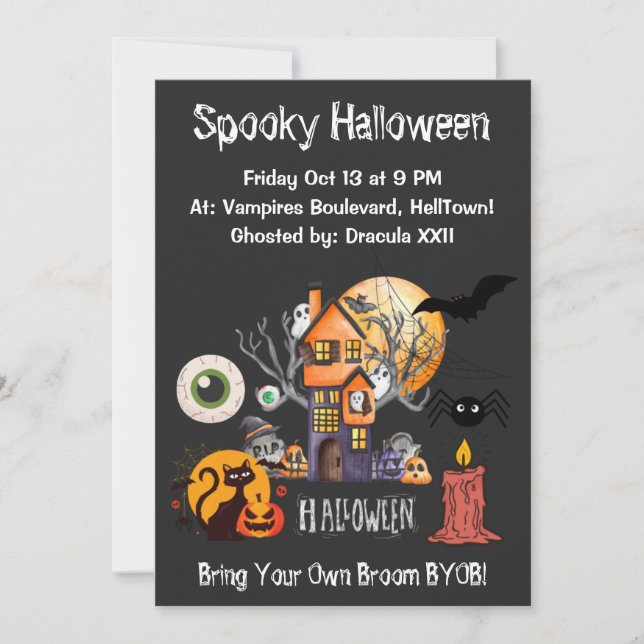 Spooky Night of Horror Halloween Party Invitation (Front)