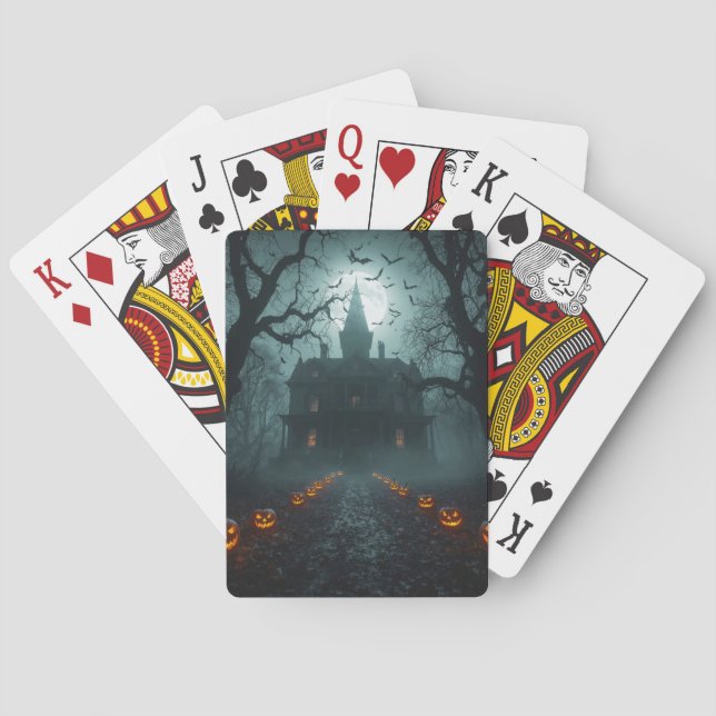 Spooky Night with Jack-o'-Lanterns Playing Cards (Back)